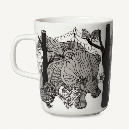 Marimekko servies Oiva beker wit/zwart/blauw 100 Years Finland 2,5 dl 068604-195