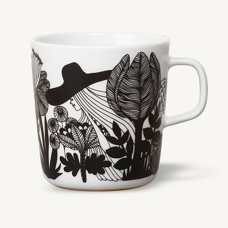 Marimekko servies Oiva beker groot wit/zwart/rose 4 dl 0674847-093