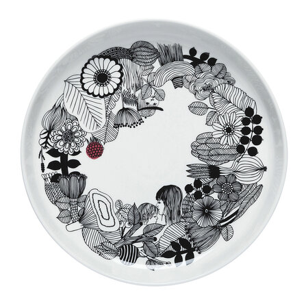 Marimekko servies Oiva bord wit/zwart/rood 32 cm 066680-194