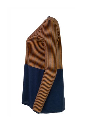 Two Danes trui model Anine sweater blauw/bruin