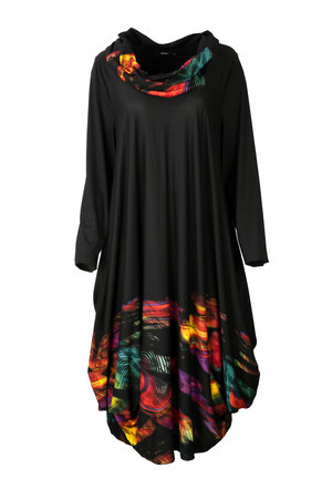 Ralston jurk met col Utas zwart met print regenboog