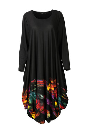 Ralston jurk met col Utas zwart met print regenboog
