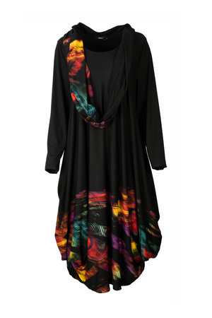 Ralston jurk met col Utas zwart met print regenboog