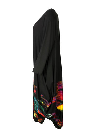 Ralston jurk met col Utas zwart met print regenboog