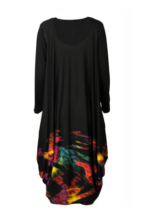 Ralston jurk met col Utas zwart met print regenboog