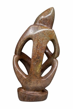 Stenen beeld denker abstract 1 denkend persoon, 19 cm hoog, bruin
