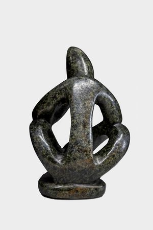 Stenen beeld denker abstract 1 denkend persoon, 8 cm hoog, groen