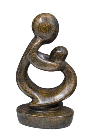 Stenen beeld moeder en kind 12 cm hoog, bruin