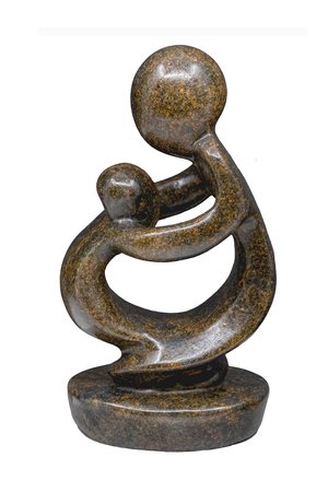 Stenen beeld moeder en kind 12 cm hoog, bruin