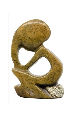 Speksteen beeld denker zittend abstract 1 persoon | 12 cm hoog | bruin