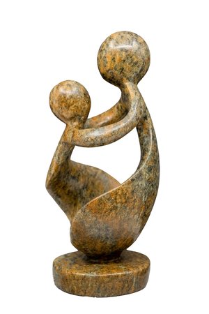 Stenen beeld moeder en kind | 15 cm hoog | bruin