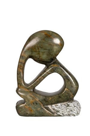 Speksteen beeld denker zittend abstract 1 persoon | 8 cm hoog | groen