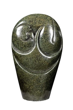 Stenen beeld embryo glad 1 persoon | 25 cm hoog | groen