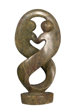 Stenen beeld twisted familie lover twee personen | 26 cm hoog | bruin