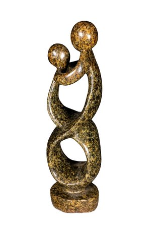 Stenen beeld moeder en kind | 35 cm hoog | bruin