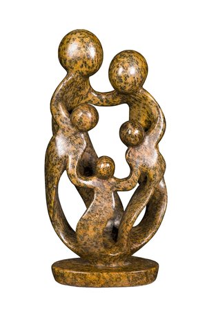 Speksteen beeld familie 5 personen | 35 cm hoog | bruin