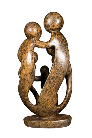 Speksteen beeld familie 5 personen | 35 cm hoog | bruin