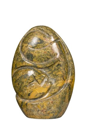 Stenen beeld embryo glad 1 persoon | 11 cm hoog | groen