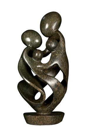 Speksteen beeld familie 4 personen | 41 cm hoog | groen