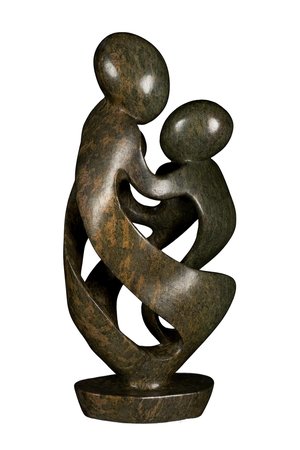 Speksteen beeld familie 4 personen | 41 cm hoog | groen