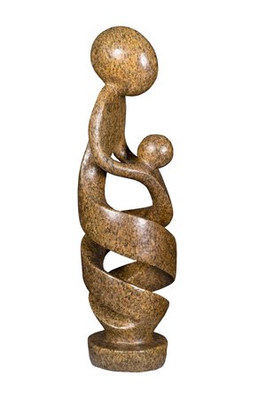 Speksteen beeld moeder en kind | 31 cm hoog | bruin