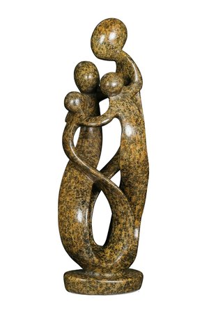 Speksteen beeld familie 4 personen | 41 cm hoog | bruin, leopard