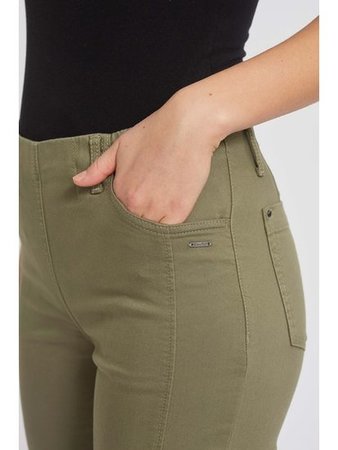 Laurie broek, model Piper Regular Cropped basis katoen olijf 22465-55104