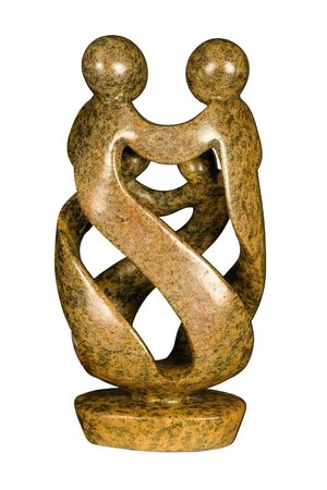 Speksteen beeld familie 4 personen | 35 cm hoog | bruin