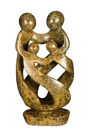 Speksteen beeld familie 4 personen | 35 cm hoog | bruin