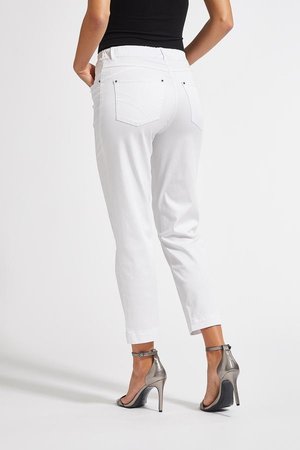 Laurie broek, model Hannah Regular Cropped basis tencel wit 28362-10122