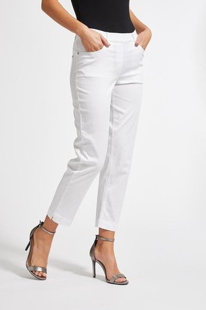 Laurie broek, model Hannah Regular Cropped basis tencel wit 28362-10122