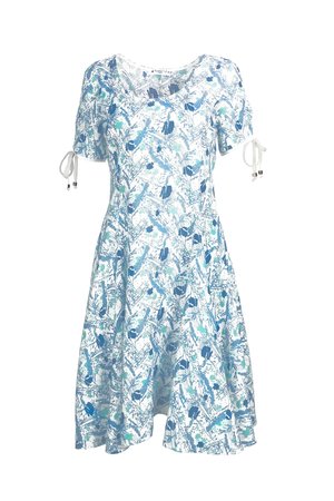 Blueberry kleding, jurk 9572 splash print lichtblauw