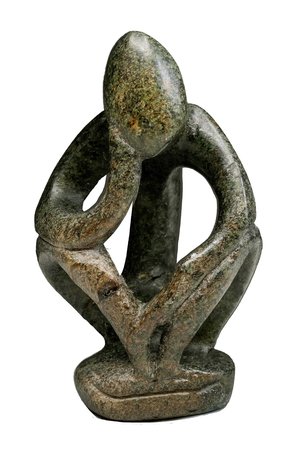 Speksteen beeld denker abstract | 9 cm hoog | groen