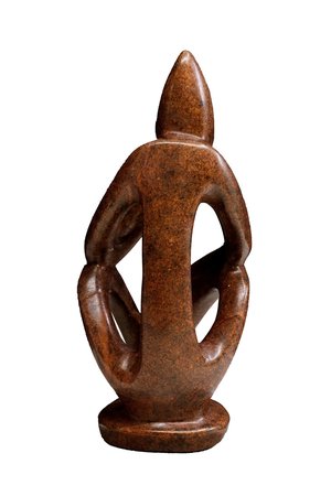 Speksteen beeld denker abstract | 14 cm hoog | bruin/rood