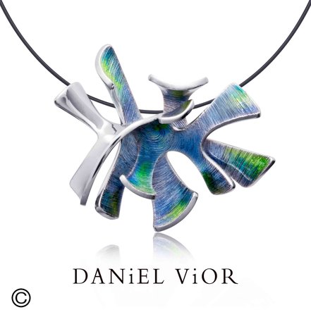 Daniel Vior Zilveren Ketting Alga Blauw/Groen