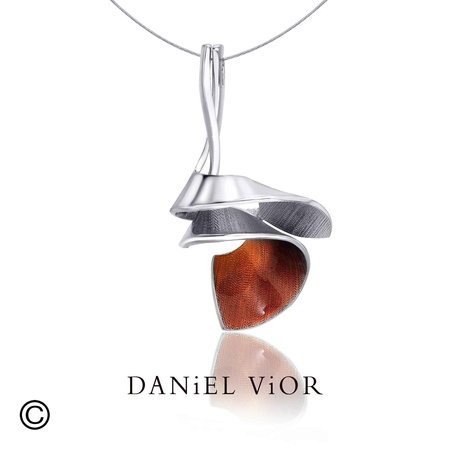 Daniel Vior Zilveren Ketting Ipomea Rood