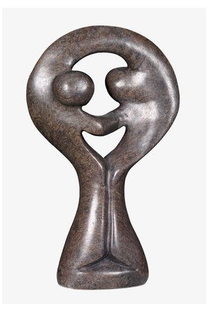 Speksteen beeld twee personen standing lover | 16 cm hoog | bruin