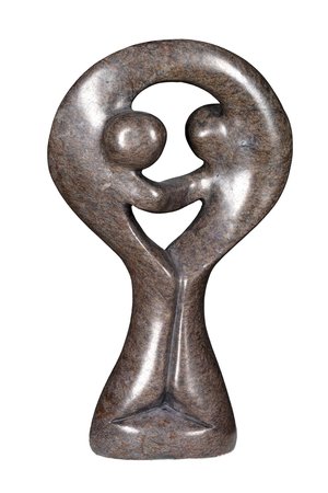 Speksteen beeld twee personen standing lover | 16 cm hoog | bruin