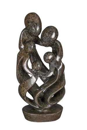 Speksteen beeld familie 5 personen | 48 cm hoog | zwart