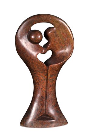 Speksteen beeld twee personen standing lover | 19 cm hoog | bruin