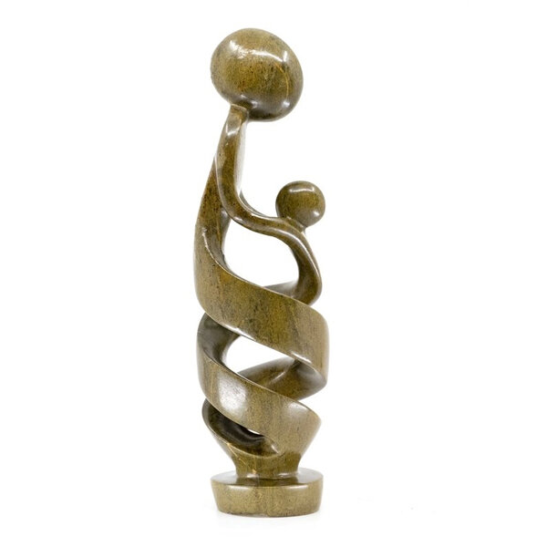 Sculpture en pierre ollaire mère et enfant verte 33 cm Sculpture en pierre ollaire mère et enfant verte 33 cm