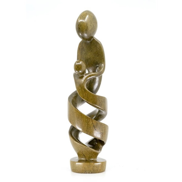Sculpture en pierre ollaire mère et enfant verte 33 cm Sculpture en pierre ollaire mère et enfant verte 33 cm