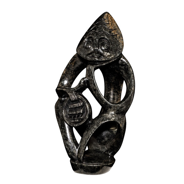 Stone sculpture thinker sitting 23 cm green Stone sculpture thinker sitting 23 cm green