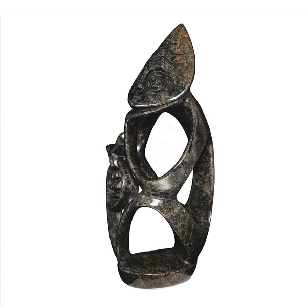 Stone sculpture thinker sitting 23 cm green Stone sculpture thinker sitting 23 cm green