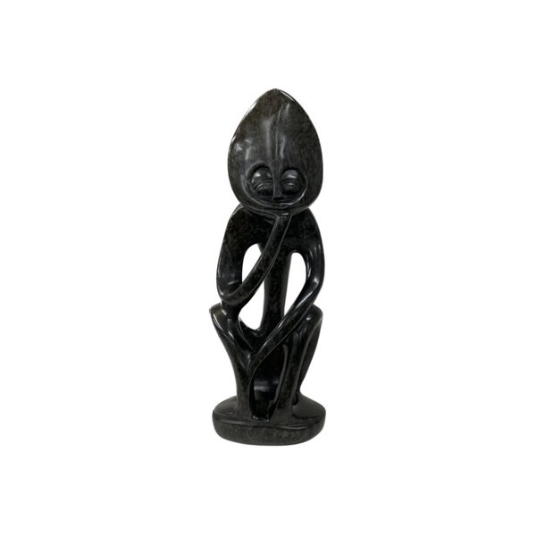 Stone sculpture thinker sitting 32 cm black Stone sculpture thinker sitting 32 cm black