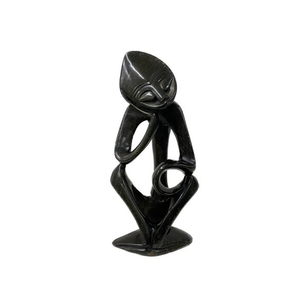 Stone sculpture thinker sitting 29 cm black Stone sculpture thinker sitting 29 cm black