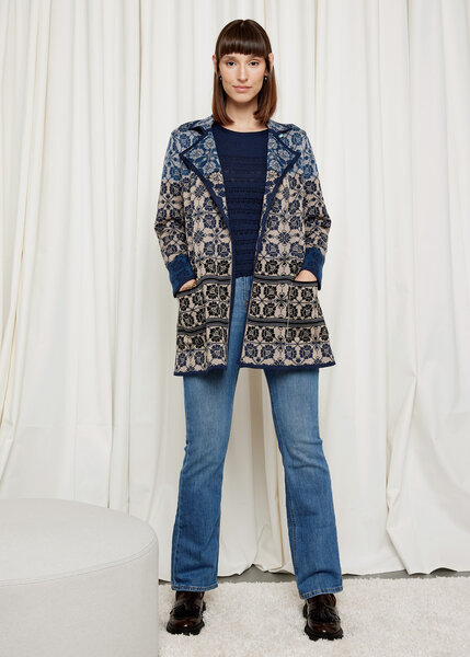 Oleana cardigan 807 BW beige/blue Oleana cardigan 807 BW beige/blue