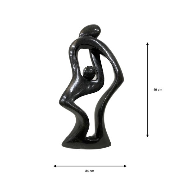 Statue en stéatite mère et enfant vert 55 cm