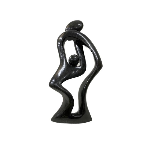 Statue en stéatite mère et enfant vert 55 cm