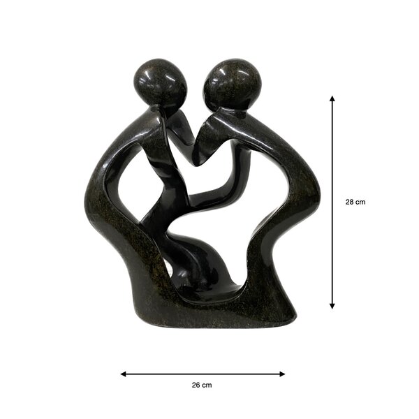 Statue en stéatite mère et enfant vert 28 cm